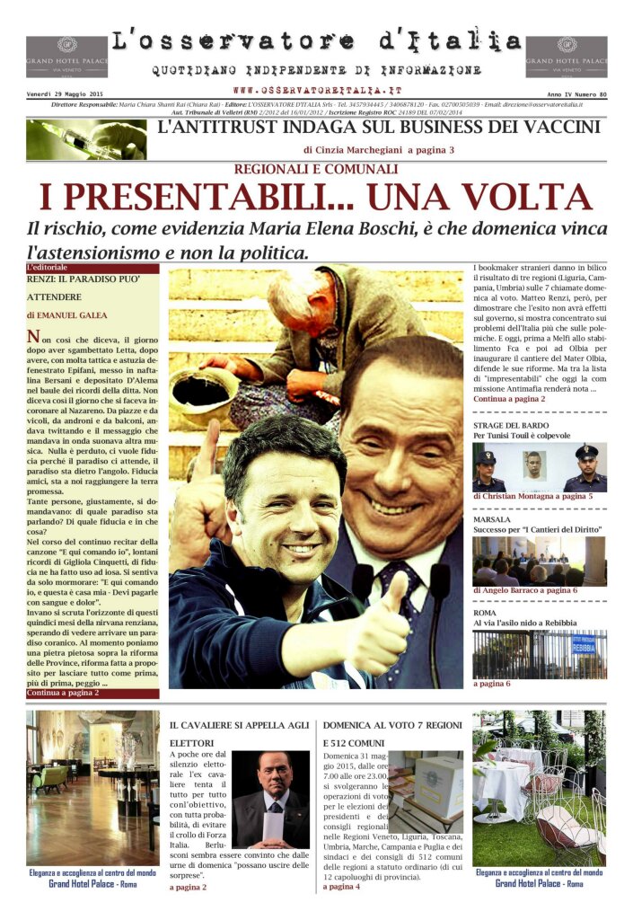 L'osservatore d'Italia edizione del 29 Maggio 2015